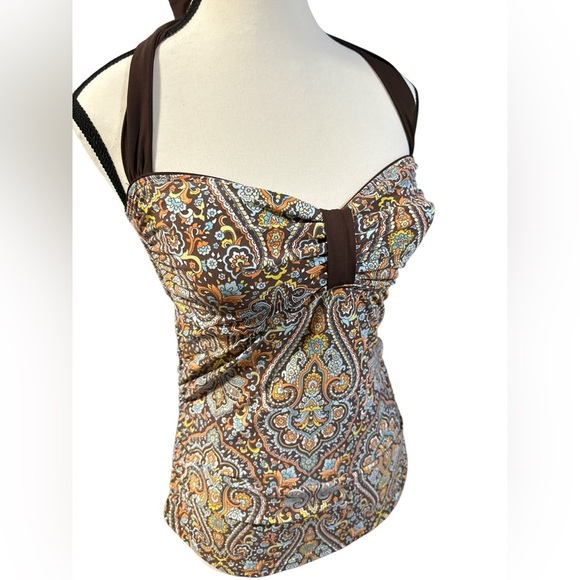 Tommy Hilfiger Brown and Blue Paisley Swim Top - Picture 2 of 9